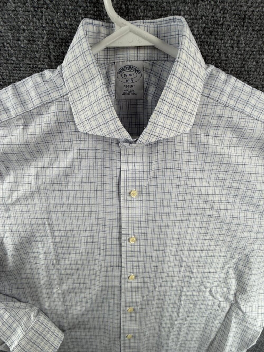 Brooks Brothers Cotton Non-Iron Regent 16 4/5 Check Blue Shirt Pocket Business